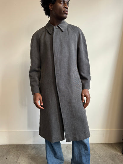 1980's Valentino Textured Grey Belted Overcoat