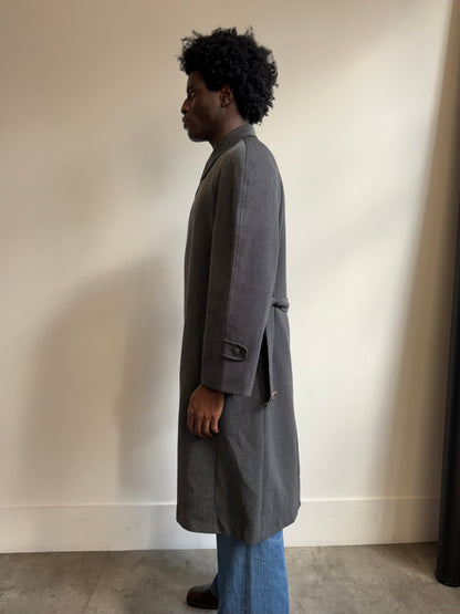 1980's Valentino Textured Grey Belted Overcoat