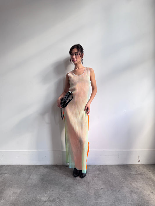 Issey Miyake Pleats Please Mesh Pleated Maxi Dress