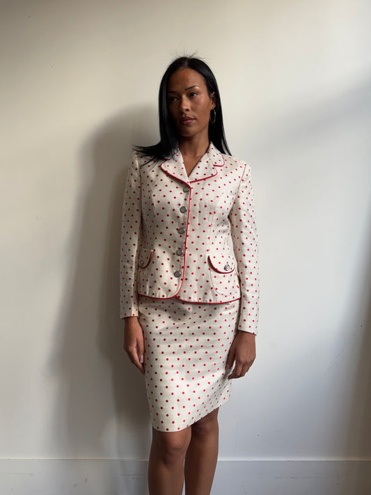 Versace Silk Blend Polka Dot Cream Blazer