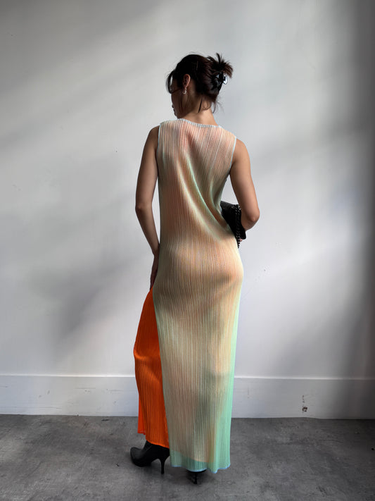 Issey Miyake Pleats Please Mesh Pleated Maxi Dress