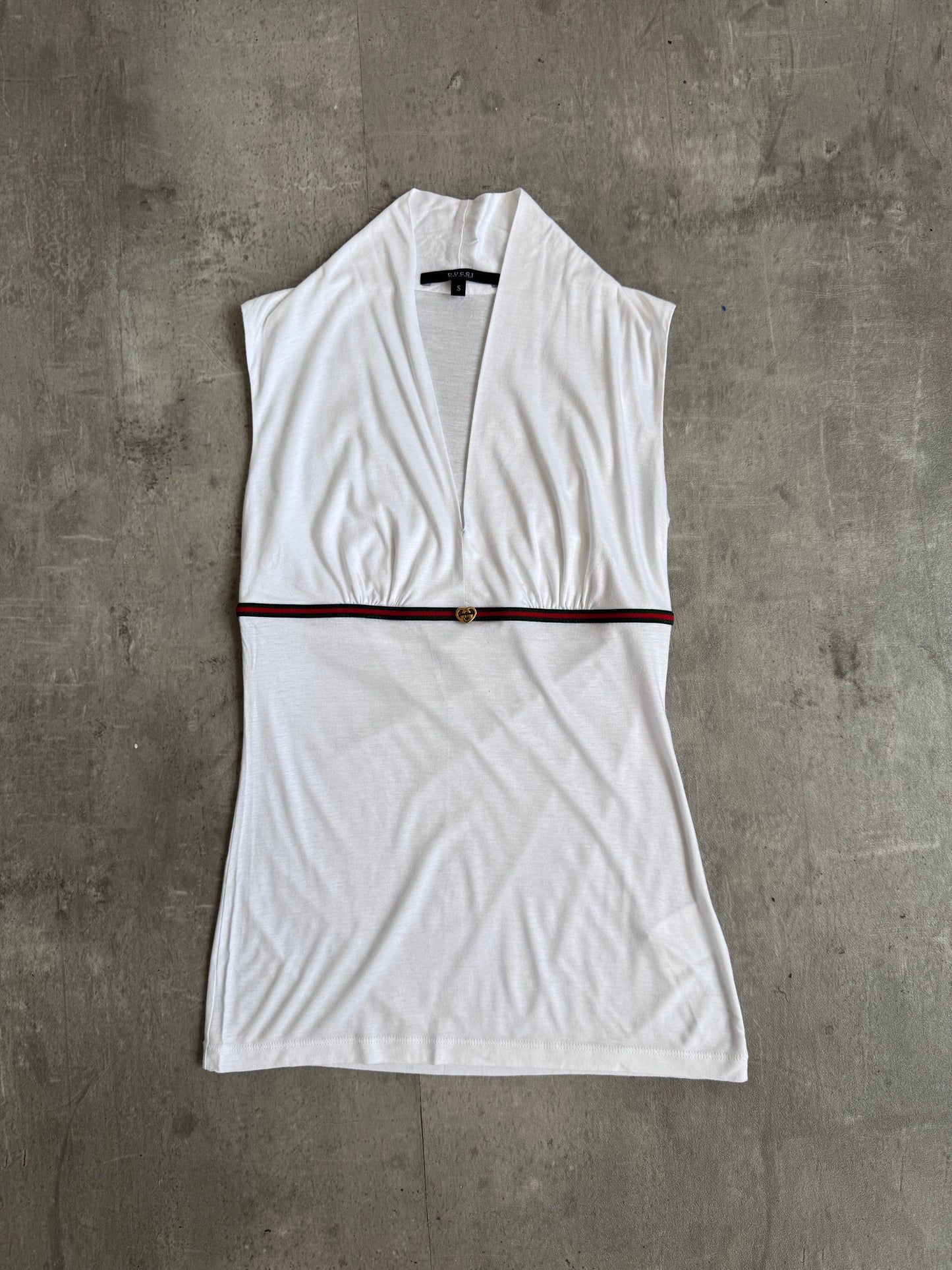 Gucci White 3D Heart Charm Low Cut Top