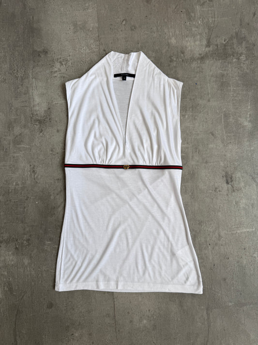 Gucci White 3D Heart Charm Low Cut Top