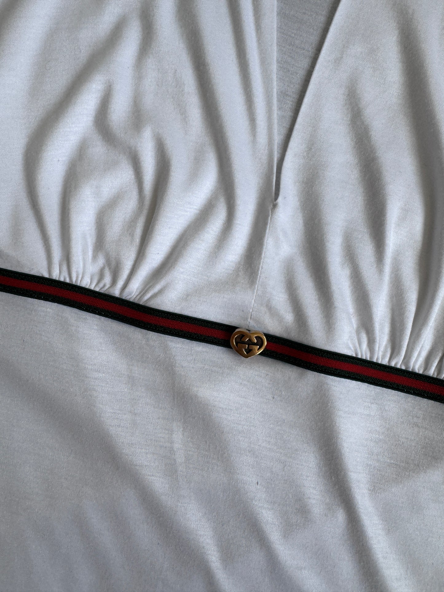 Gucci White 3D Heart Charm Low Cut Top