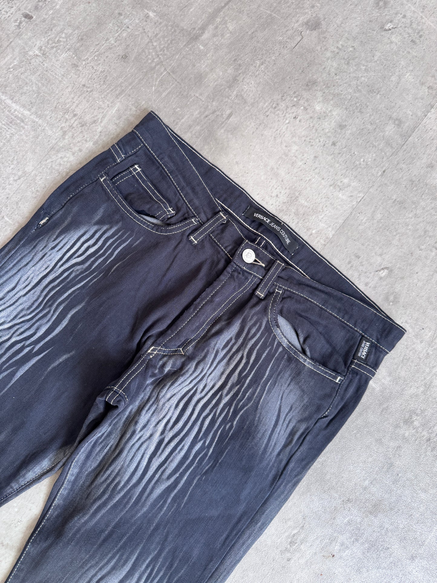 Versace Black Bleach Effect Style Denim Jeans