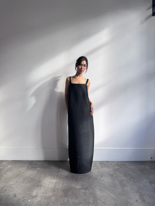 S/S 2001 Issey Miyake Pleats Please Pleated Multi Wrap Black Dress