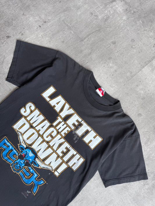 2000 WWE The Rock "Layeth The Smacketh Down" Washed Black Graphic Tee