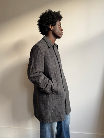 1980s Christian Dior Herringbone Wool Heavyweight Coat