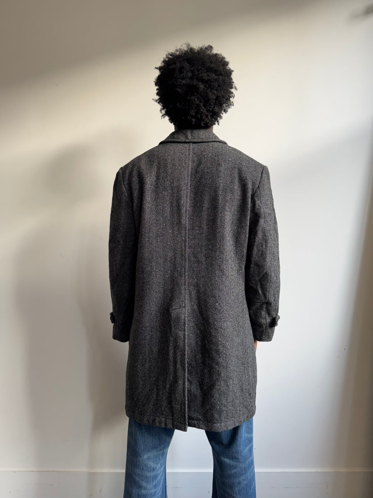 1980s Christian Dior Herringbone Wool Heavyweight Coat