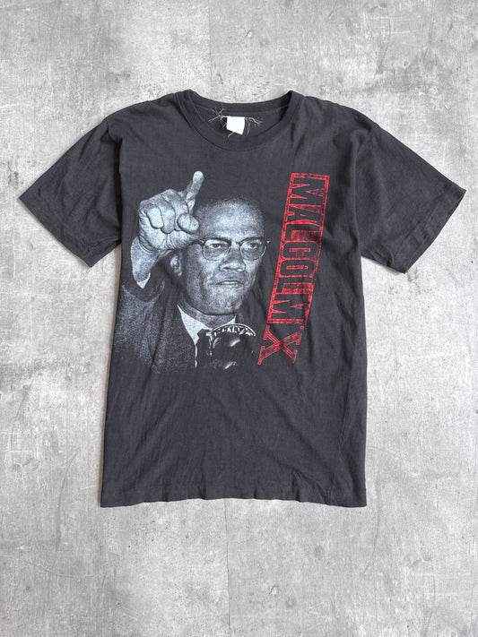 1990s Malcolm X Washed Black Single Stitch Tee