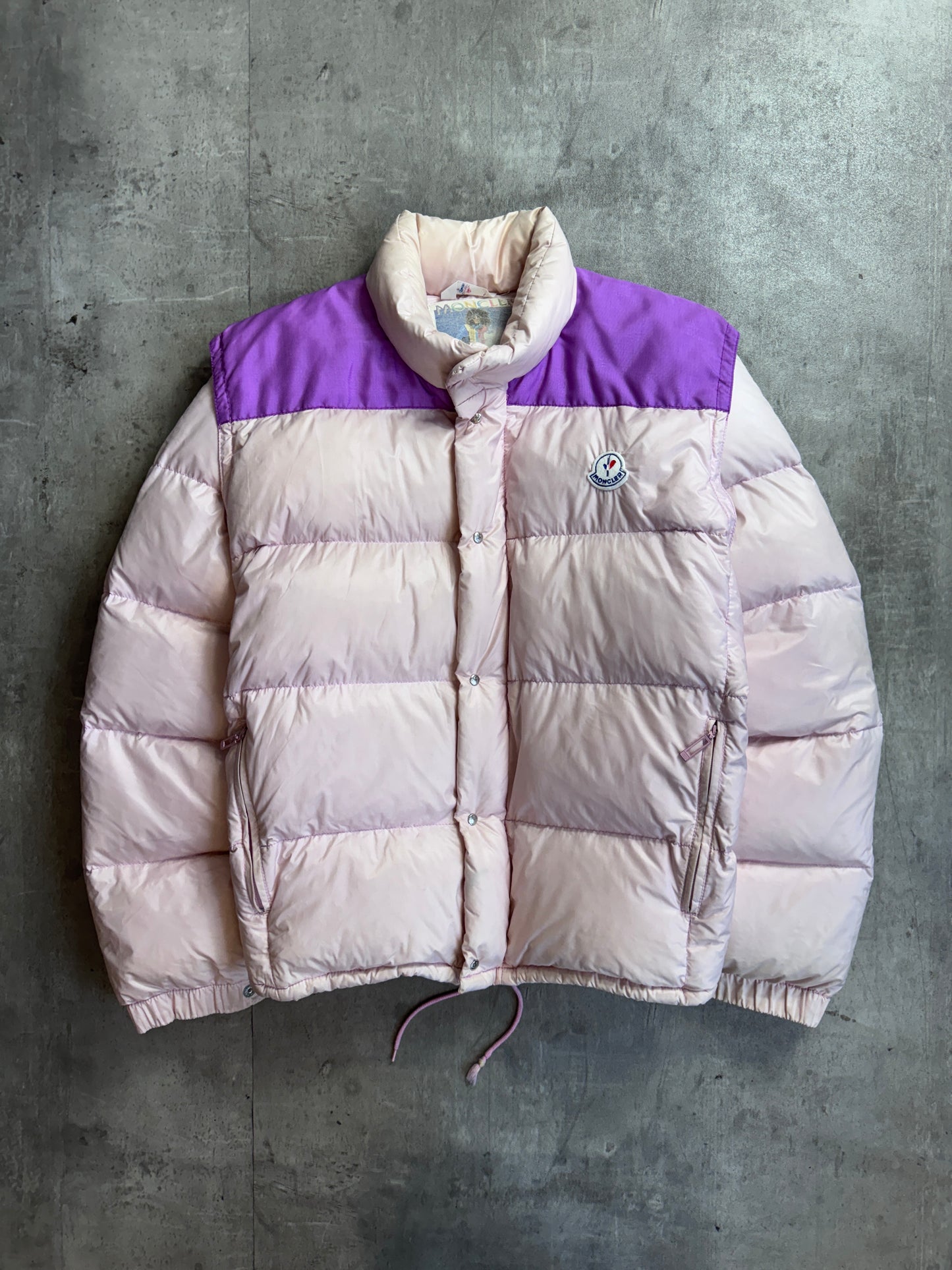 1980s Moncler Pastel Pink Shoulder Panel Modular Puffer Jacket
