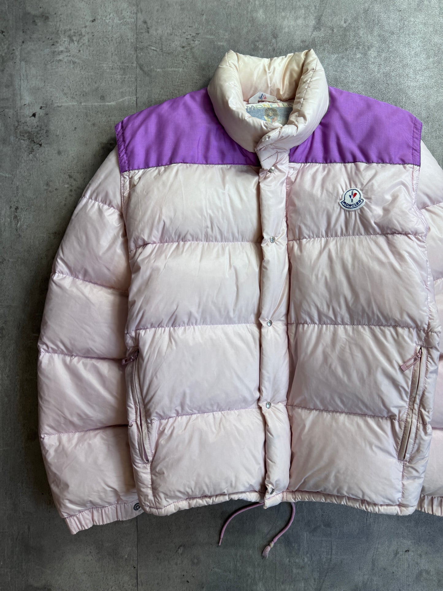 1980s Moncler Pastel Pink Shoulder Panel Modular Puffer Jacket