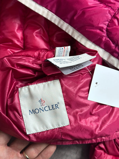 Moncler Magenta Cropped Collarless Lightweight Down Jacket