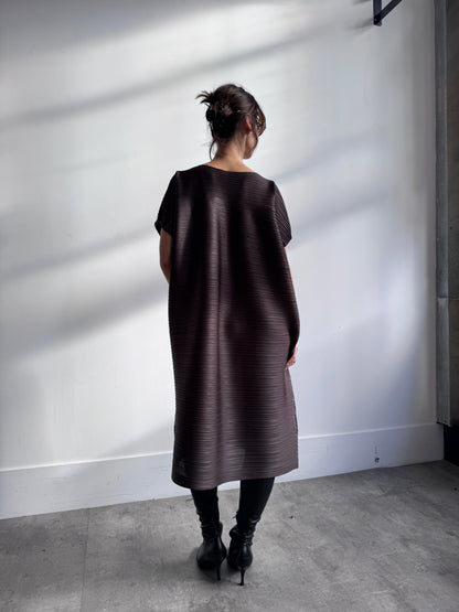S/S 2006 Issey Miyake Brown Pleated Maxi Dress