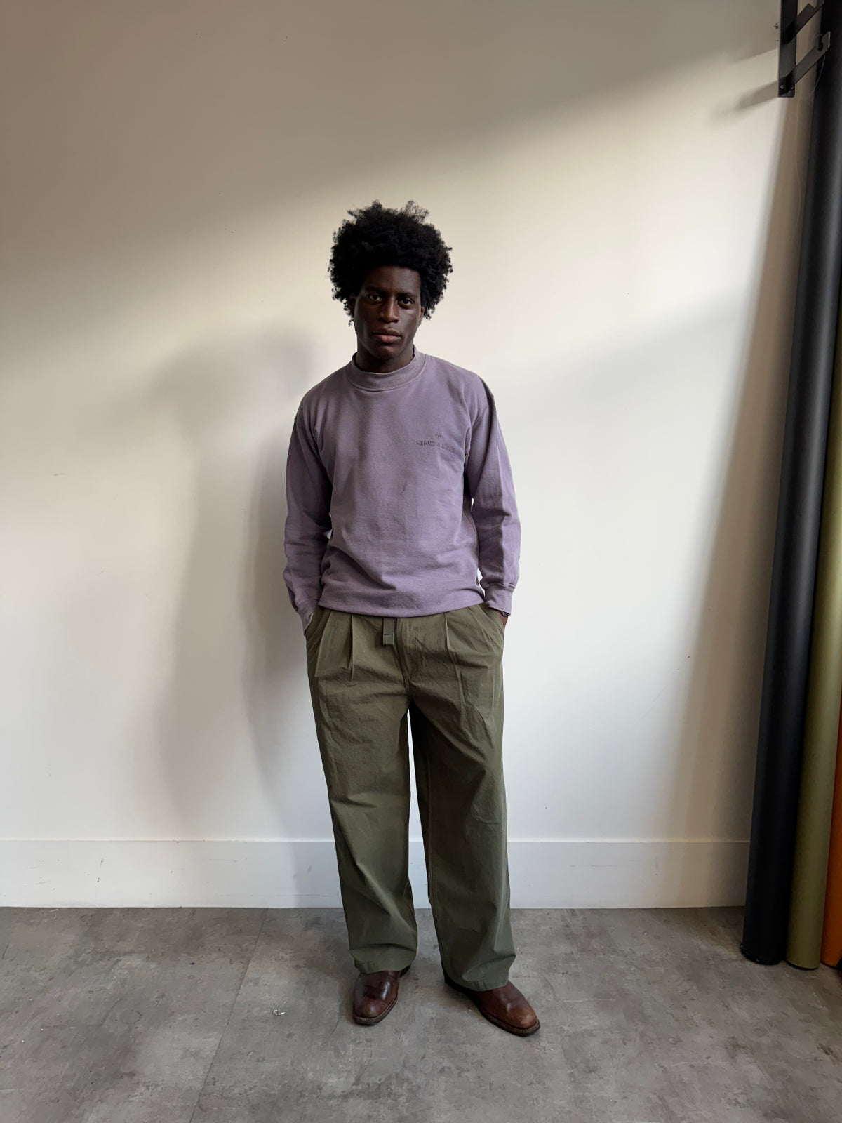 1980's Stone Island Mauve Cotton Contrast Pit Sweatshirt