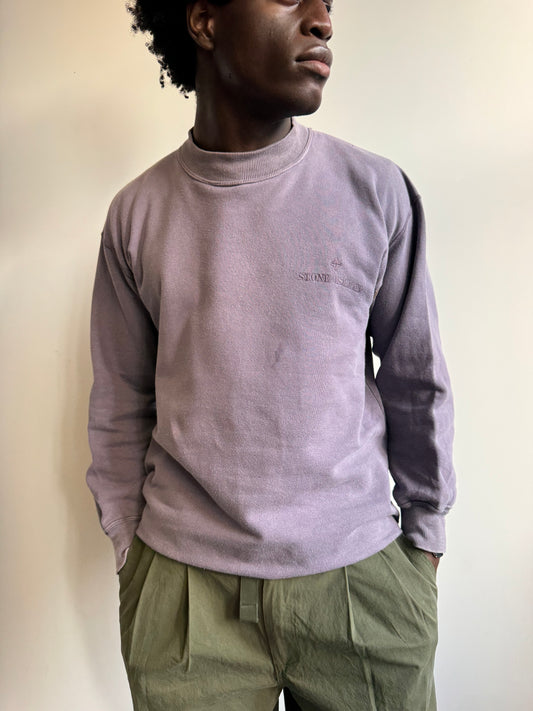 1980's Stone Island Mauve Cotton Contrast Pit Sweatshirt