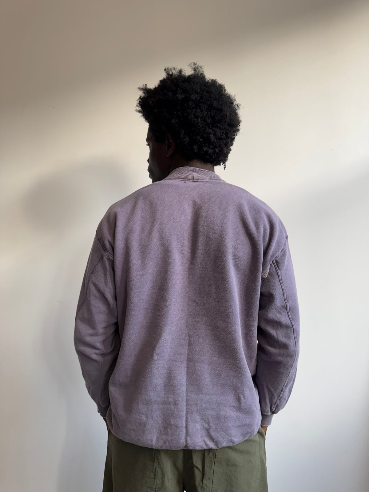 1980's Stone Island Mauve Cotton Contrast Pit Sweatshirt
