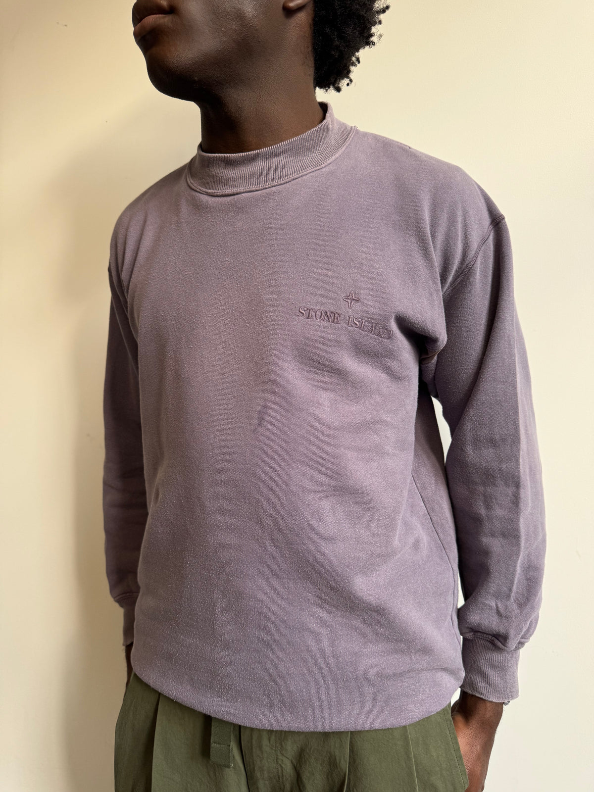 1980's Stone Island Mauve Cotton Contrast Pit Sweatshirt