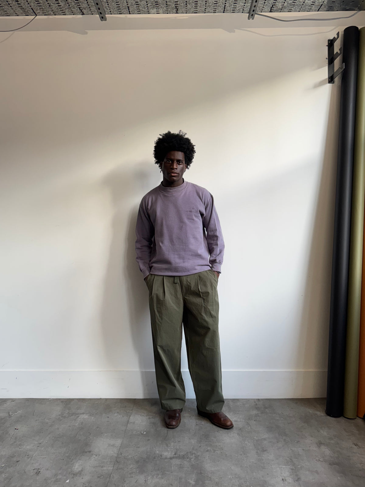 1980's Stone Island Mauve Cotton Contrast Pit Sweatshirt