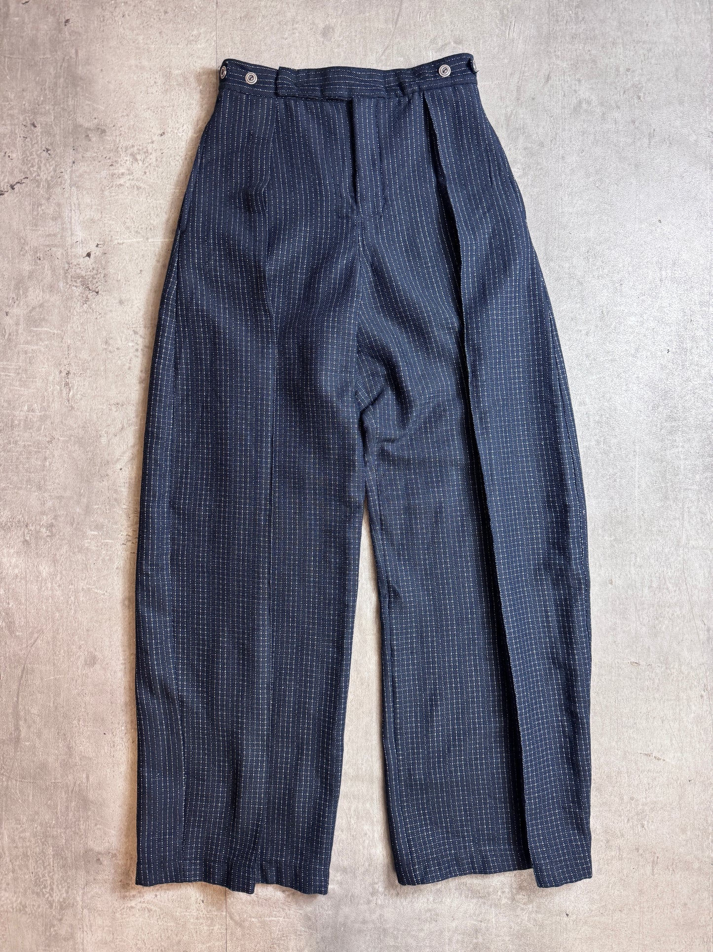 VT Rework: Pleated Pinstriped Navy Trousers