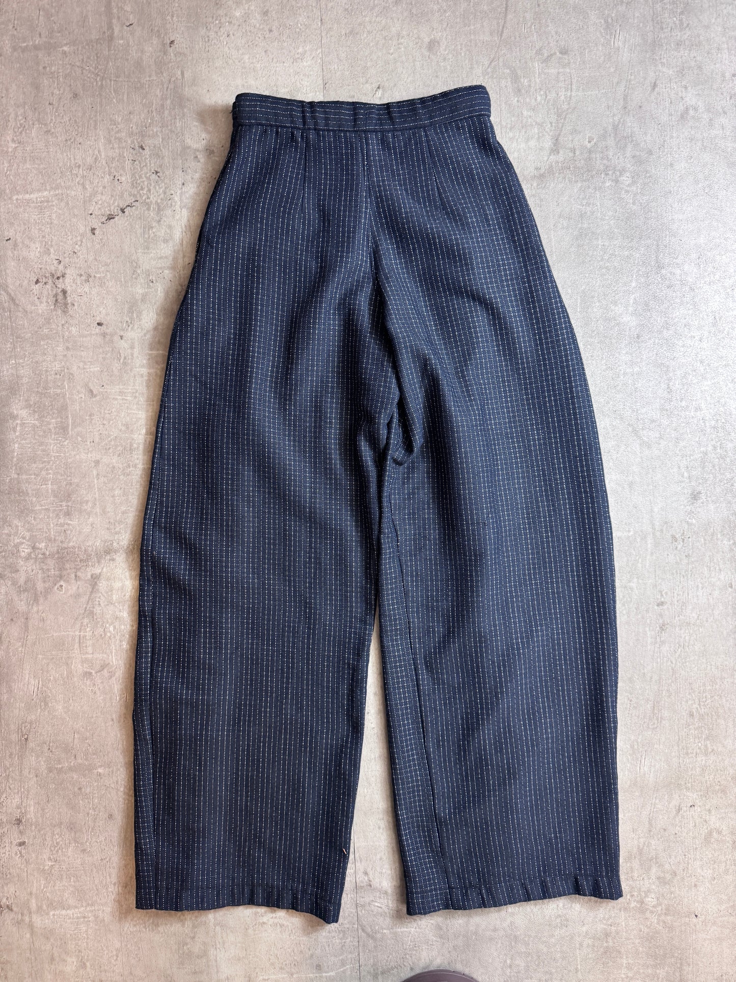 VT Rework: Pleated Pinstriped Navy Trousers