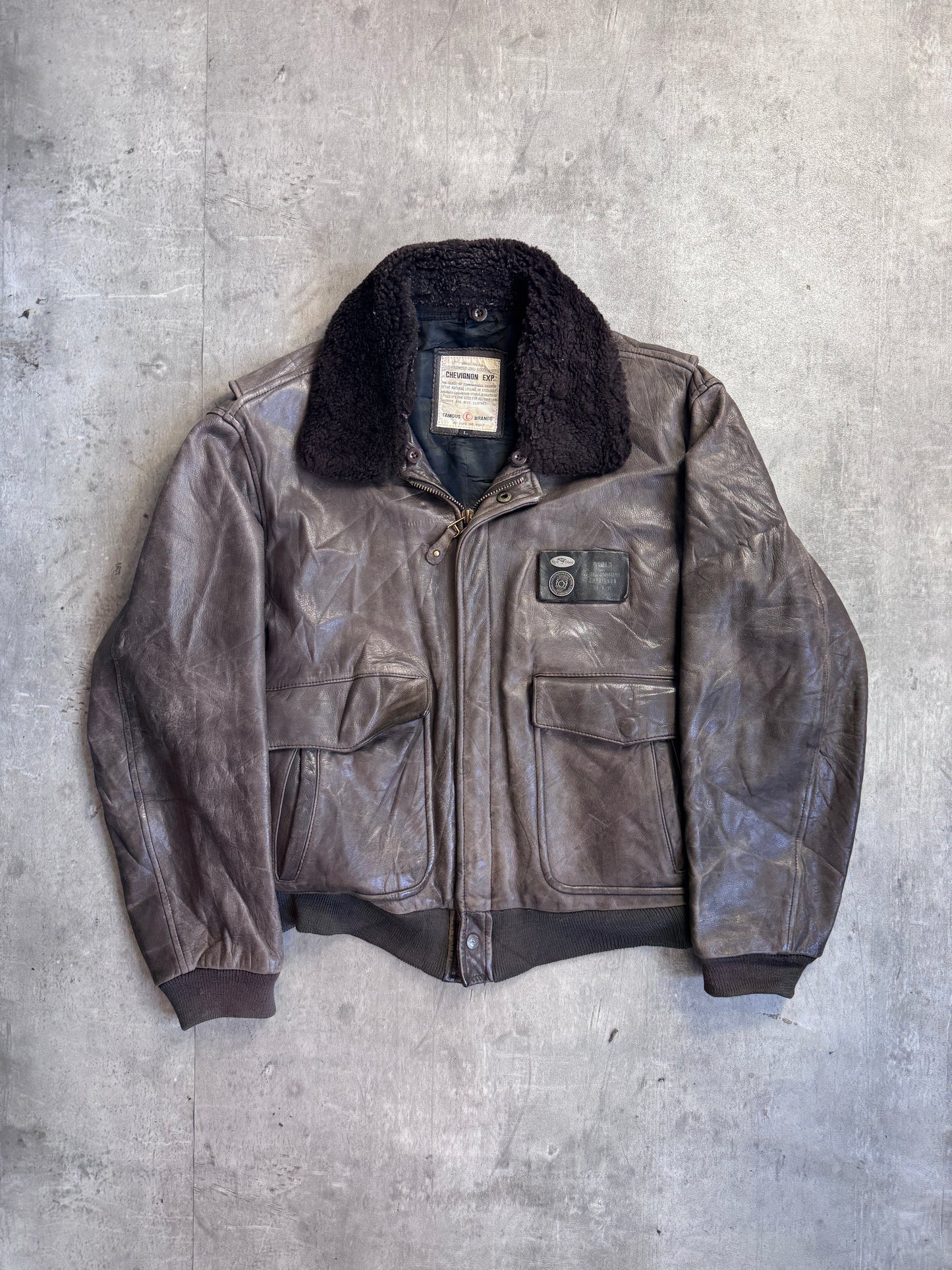 Chevignon Expedition Boucle Collar A2 Leather Flyer's Bomber Jacket