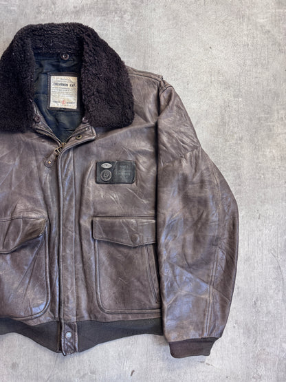 Chevignon Expedition Boucle Collar A2 Leather Flyer's Bomber Jacket