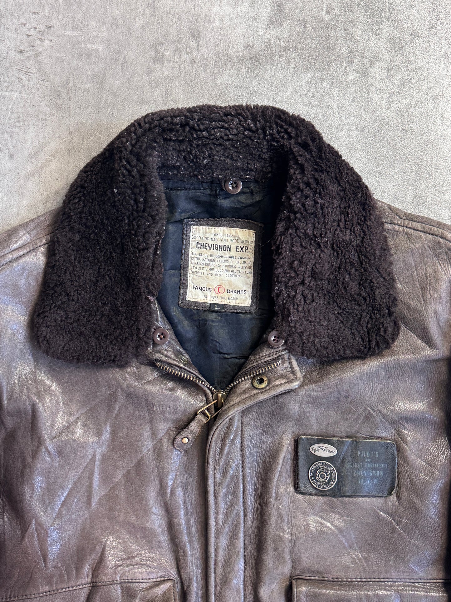 Chevignon Expedition Boucle Collar A2 Leather Flyer's Bomber Jacket