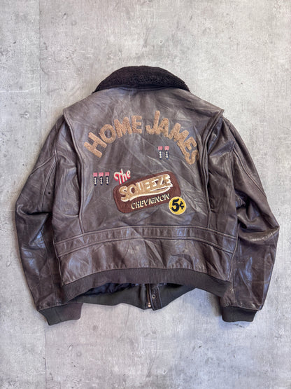 Chevignon Expedition Boucle Collar A2 Leather Flyer's Bomber Jacket