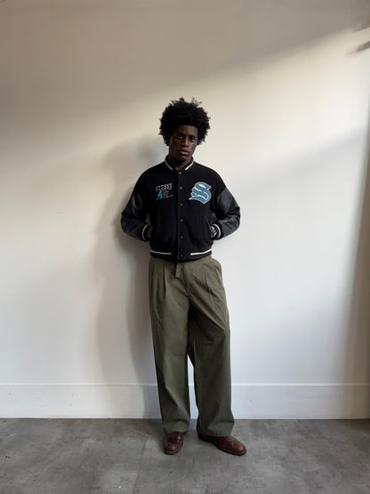 1998 Stussy 'Big 4' Wool & Leather Embroidered Varsity Jacket