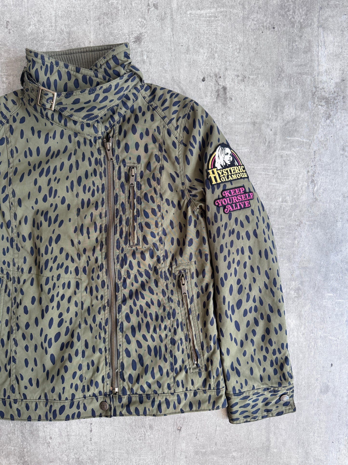 Hysteric Glamour Olive Leopard Camo Military Style Jacket
