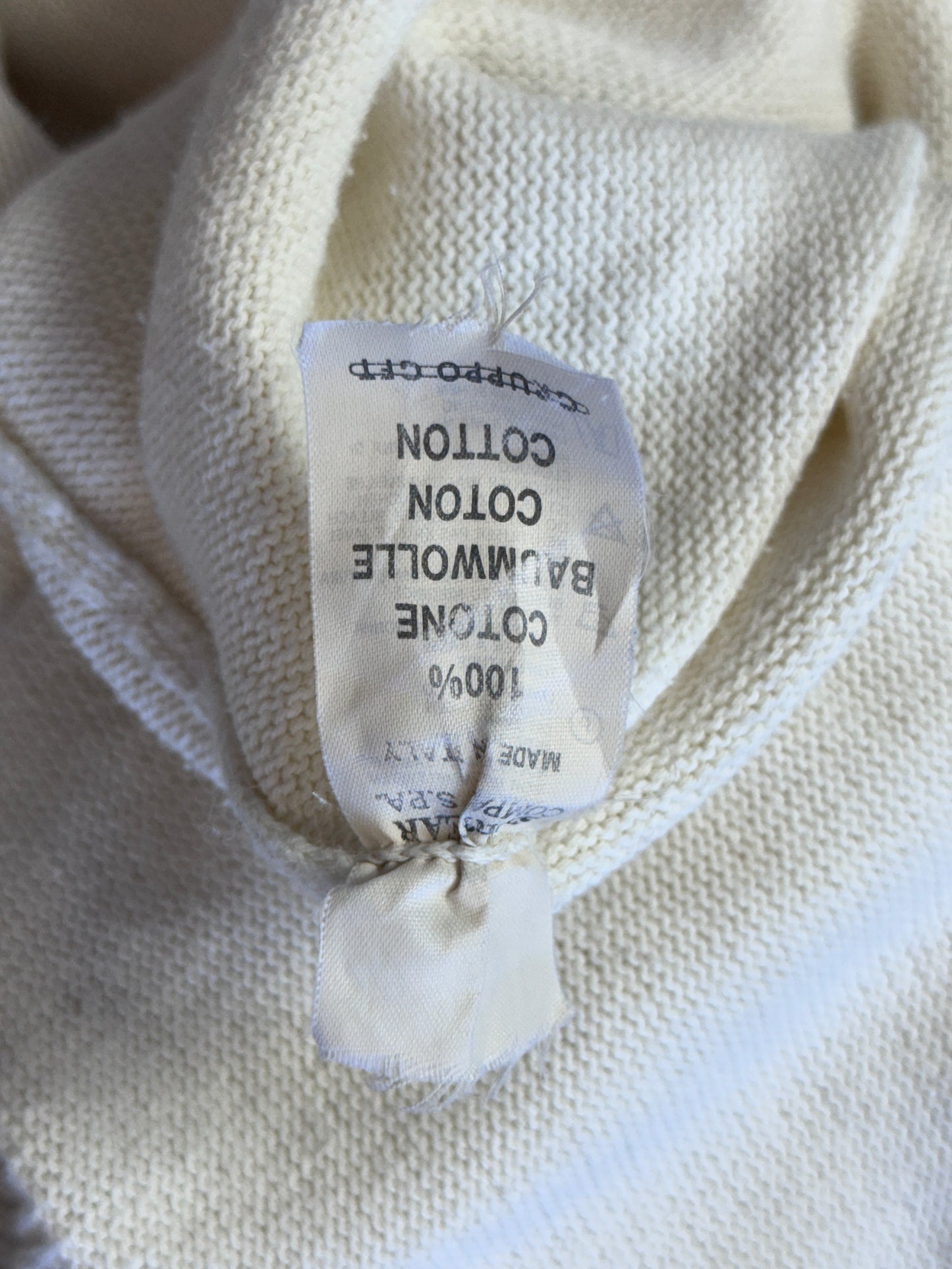 1990's Stone Island Cotton Knit Cream Crewneck Sweater