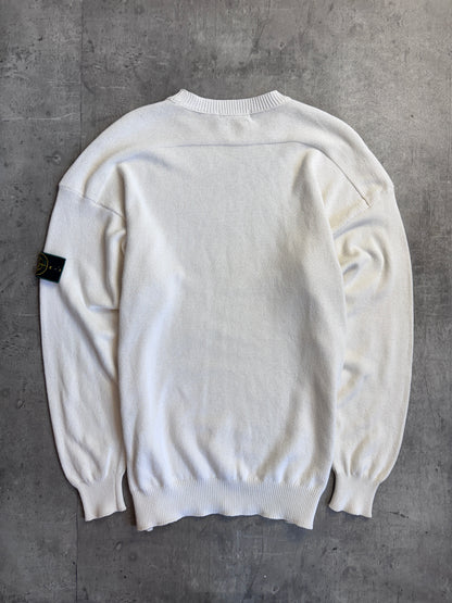 1990's Stone Island Cotton Knit Cream Crewneck Sweater