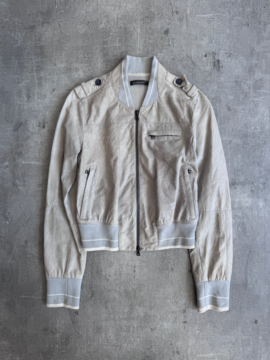 S/S 2006 Neil Barratt Beige Suede Leather Bomber Jacket SC:5782