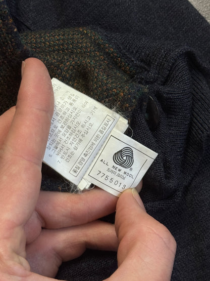 YSL Plaid Front Button Down Wool Cardigan