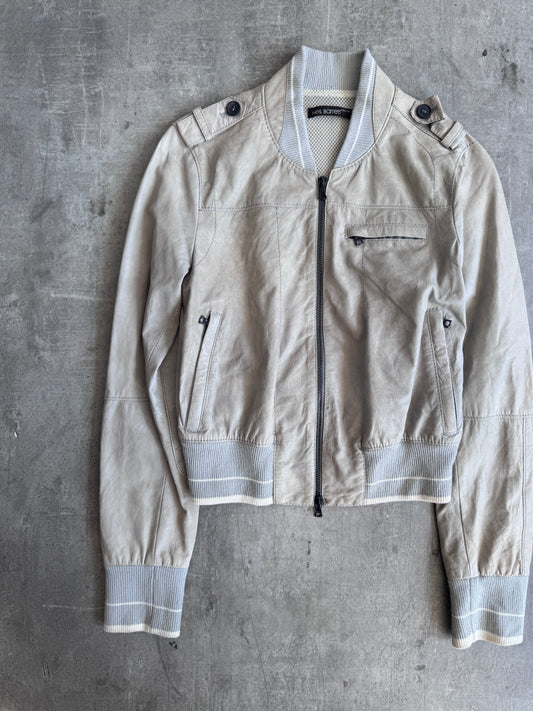 S/S 2006 Neil Barratt Beige Suede Leather Bomber Jacket SC:5782