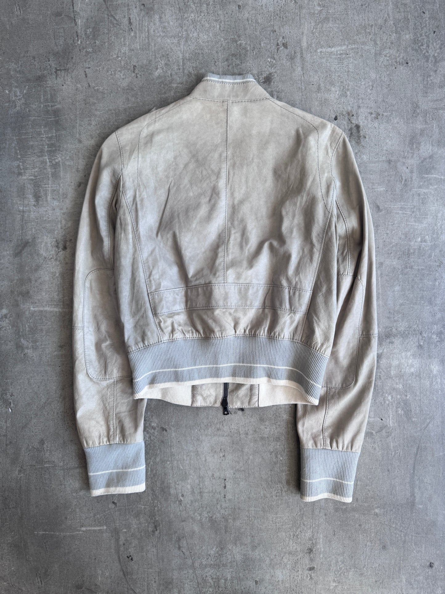 S/S 2006 Neil Barratt Beige Suede Leather Bomber Jacket SC:5782
