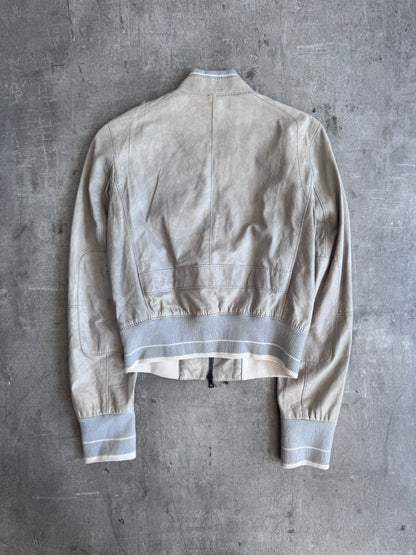 S/S 2006 Neil Barratt Beige Suede Leather Bomber Jacket SC:5782