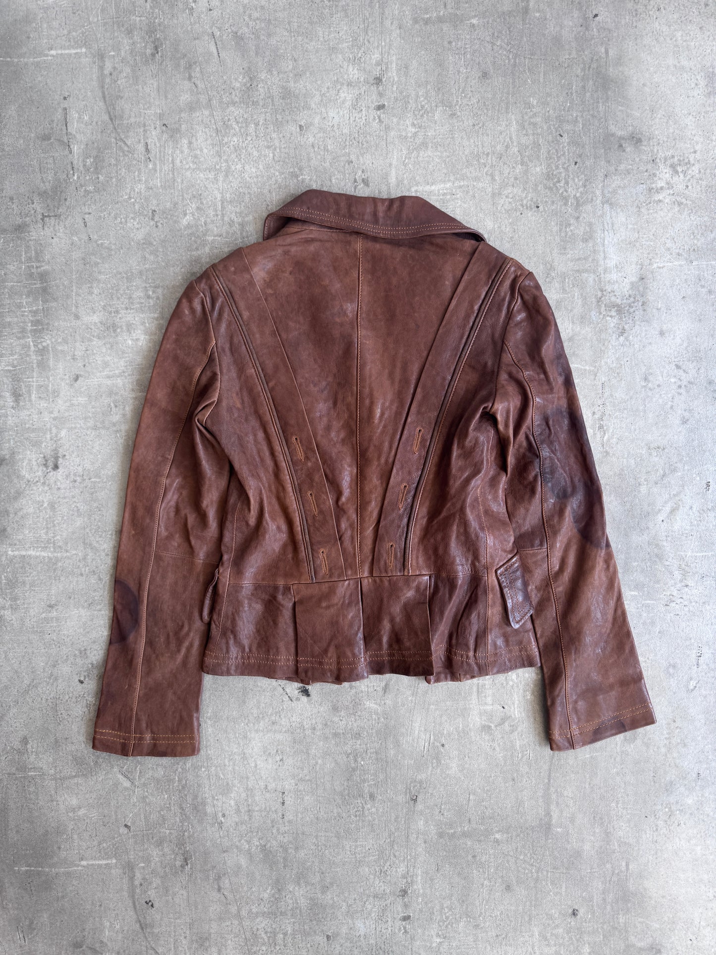 2000 Dolce & Gabbana Deadstock Military Stye Brown Leather Jacket