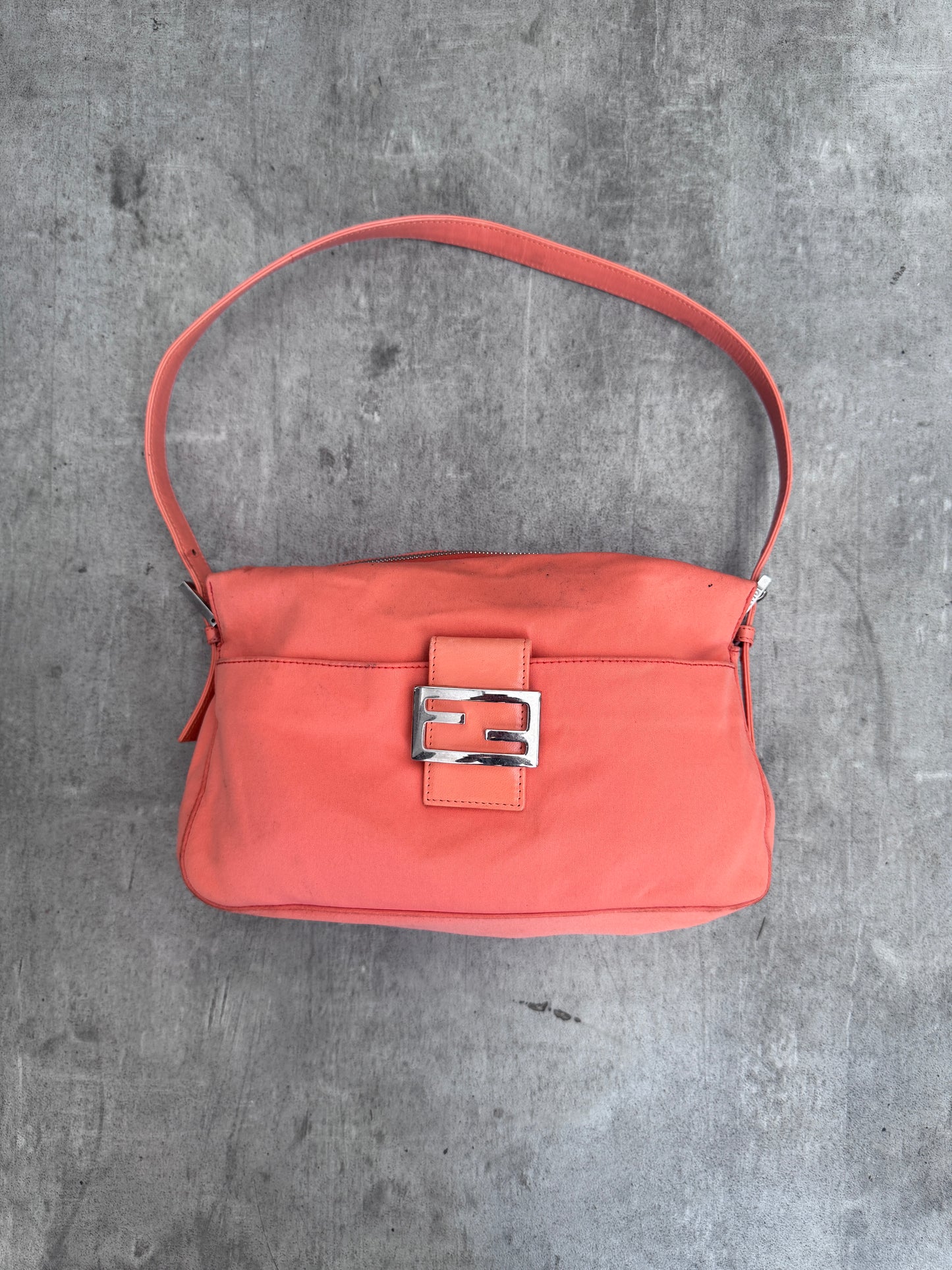 Fendi Coral Cloth FF Logo Buckle Baguette