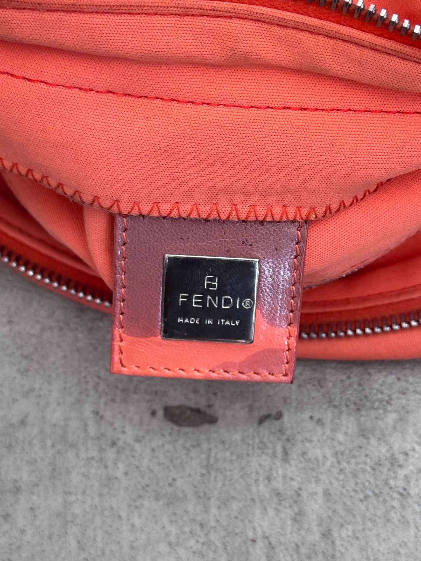 Fendi Coral Cloth FF Logo Buckle Baguette