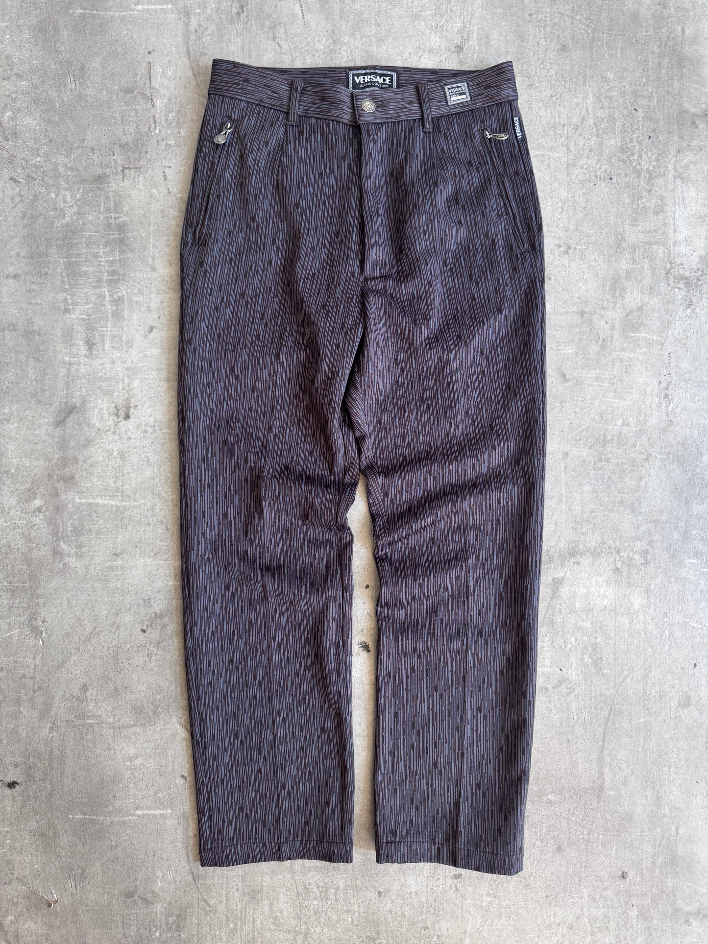 1990's Versace Salt & Pepper Fleck Pleated Trousers