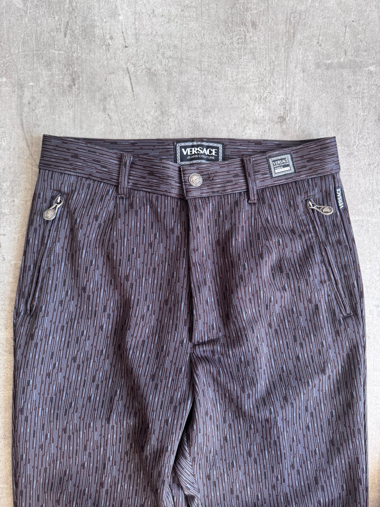 1990's Versace Salt & Pepper Fleck Pleated Trousers
