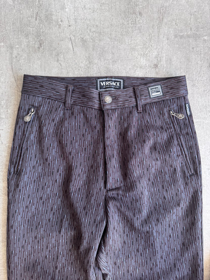 1990's Versace Salt & Pepper Fleck Pleated Trousers