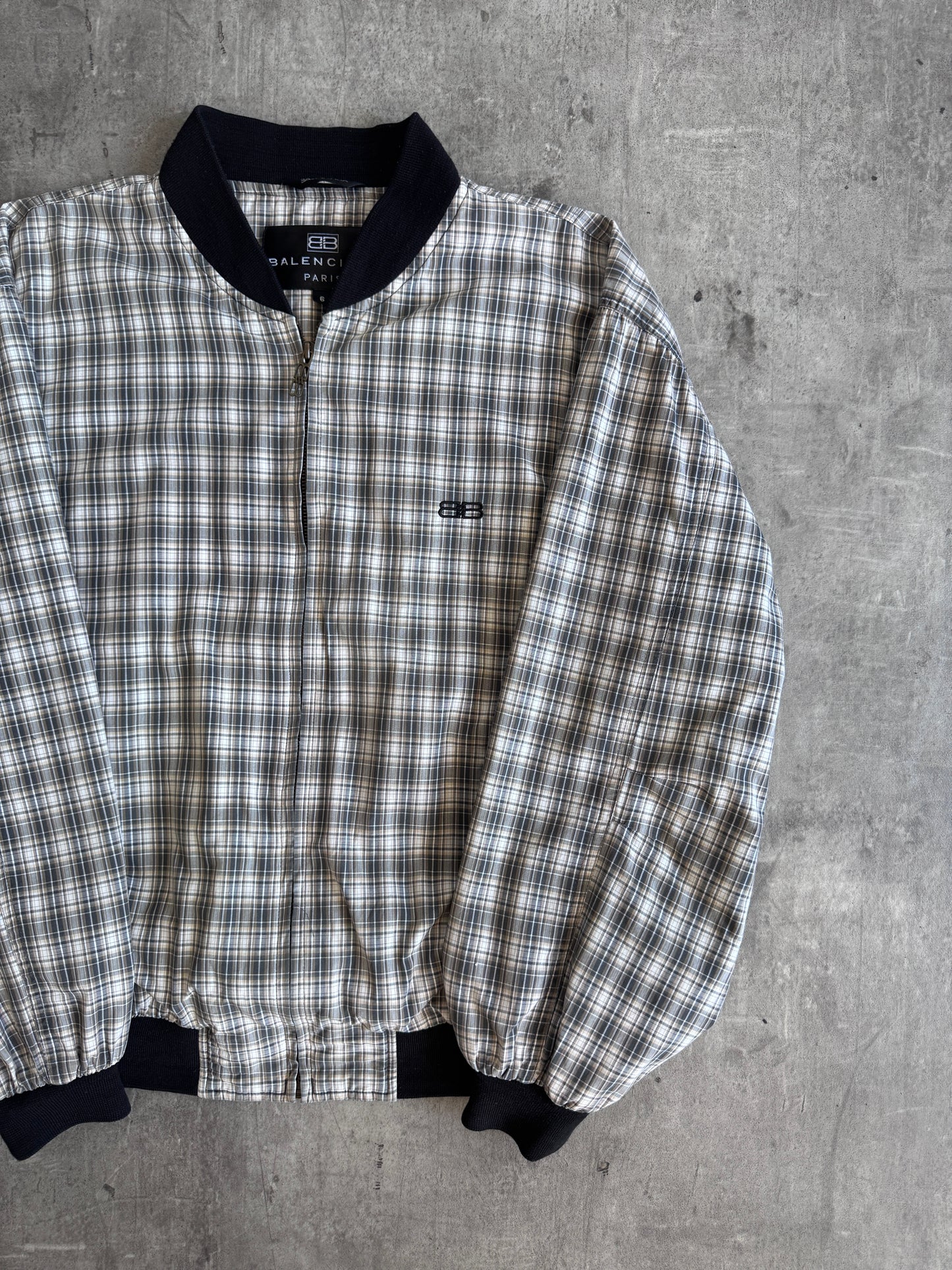 1990's Balenciaga Green Plaid Bomber Jacket