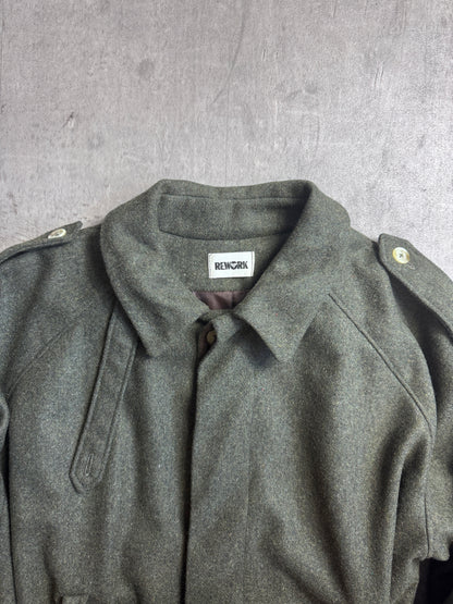 VT Rework: Khaki Wool Belted Military Trenchcoat