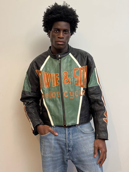 1990's 'Howie & Sons' Colour Block Leather Moto Jacket