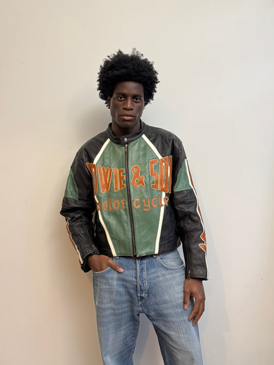 1990's 'Howie & Sons' Colour Block Leather Moto Jacket