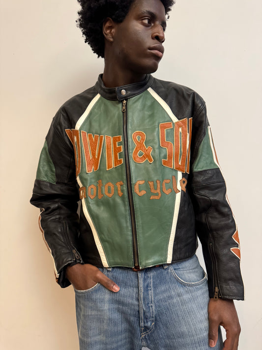 1990's 'Howie & Sons' Colour Block Leather Moto Jacket
