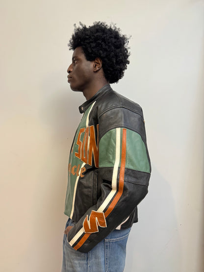 1990's 'Howie & Sons' Colour Block Leather Moto Jacket